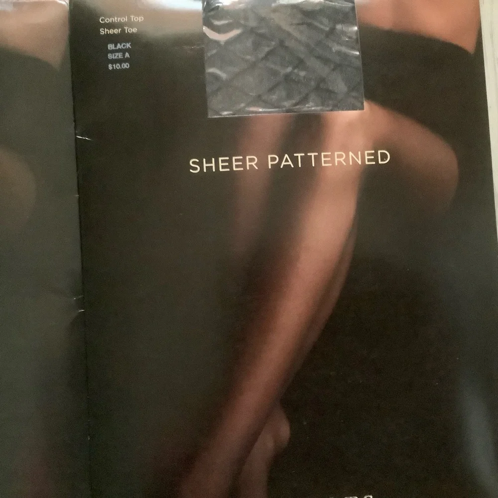 2 pair Talbots sheer top control women’s pantyhose black sheer toe size A